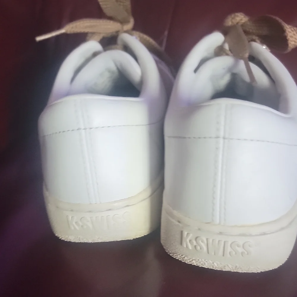 K-Swiss White and Brown Athletic Shoes.